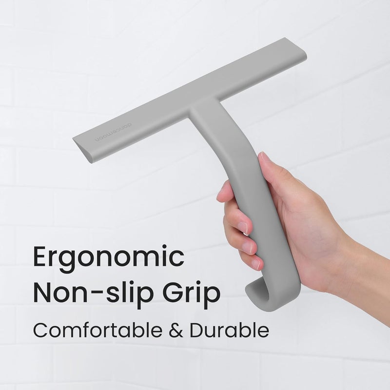 dancemoon JustHang Shower Squeegee for Glass Doors, All-One-Piece Silicone with Built-in Hook Design for Easy Hanging, Household Window Mirror Squeegee for Bathroom, Glass, Kitchen, Tile Wall, Car - Image 5